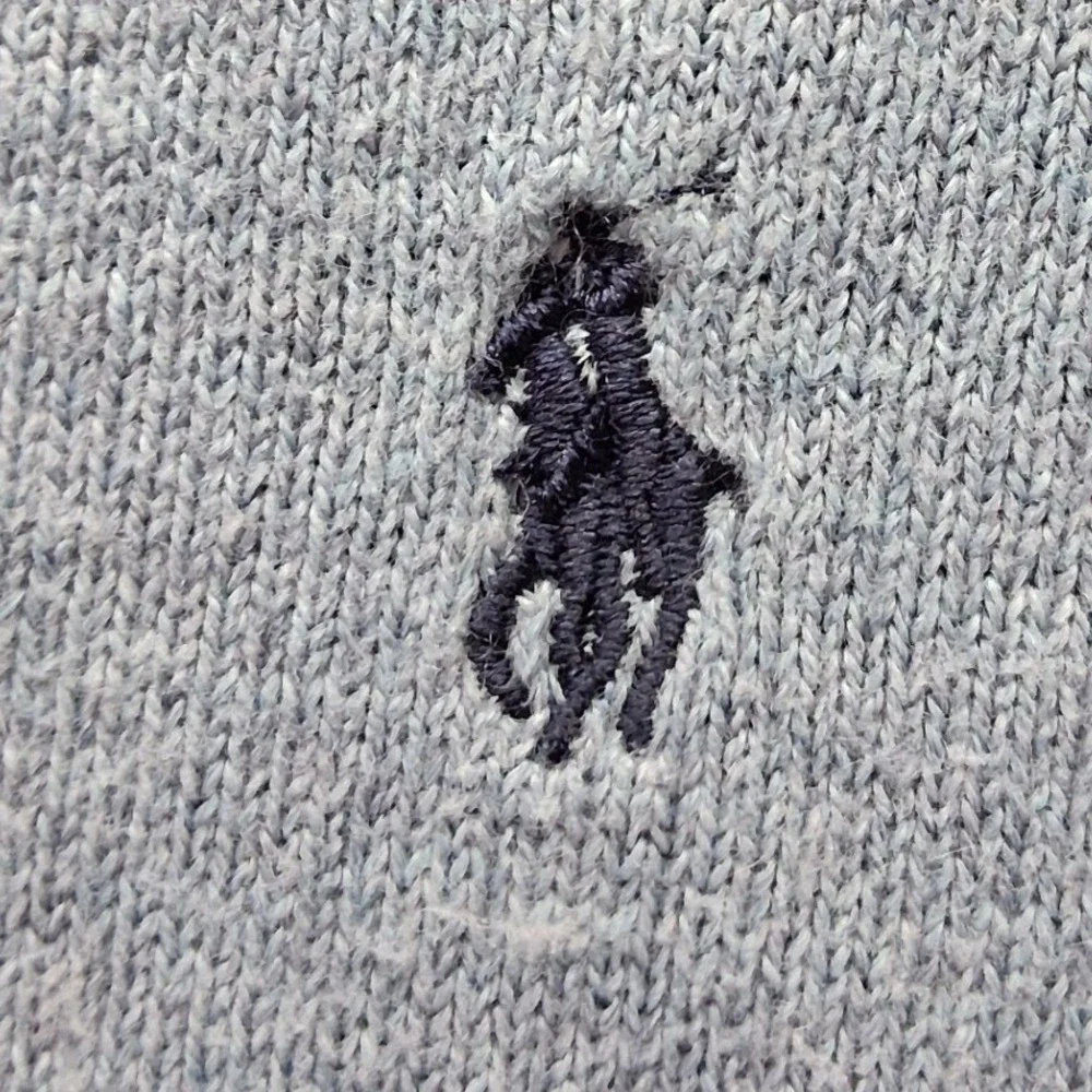 Vintage Polo Ralph Lauren Mens V-Neck Sweater Gray Cashmere Blend Large USA Made